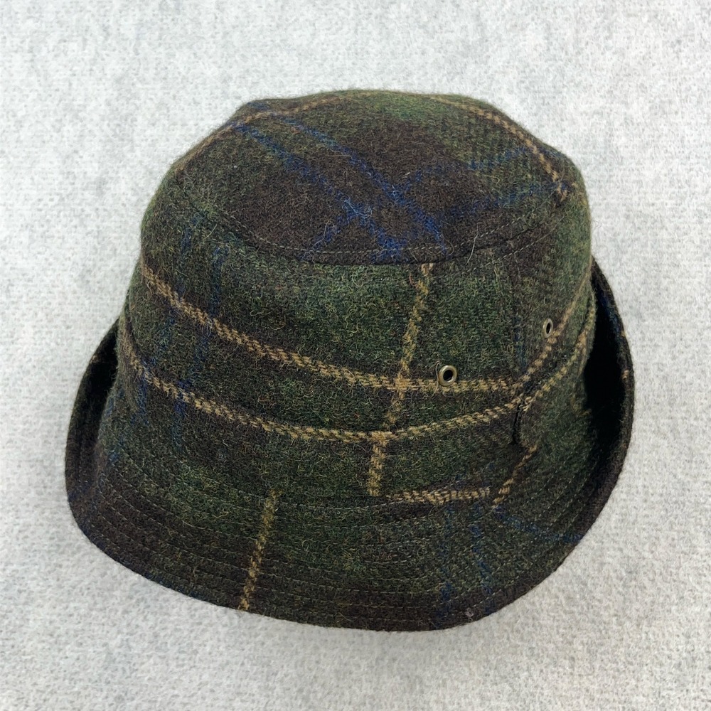 J. Crew Bucket Hat Adult Size S/M Green Plaid‎ 100% Lambswool Wool Unisex